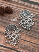 The Criss-Cross Motif Moon - Oxidised Boho Earrings