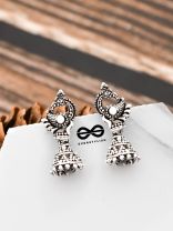 The Little Oxidised Swan Jhumkis - Tiny Trinket Earrings