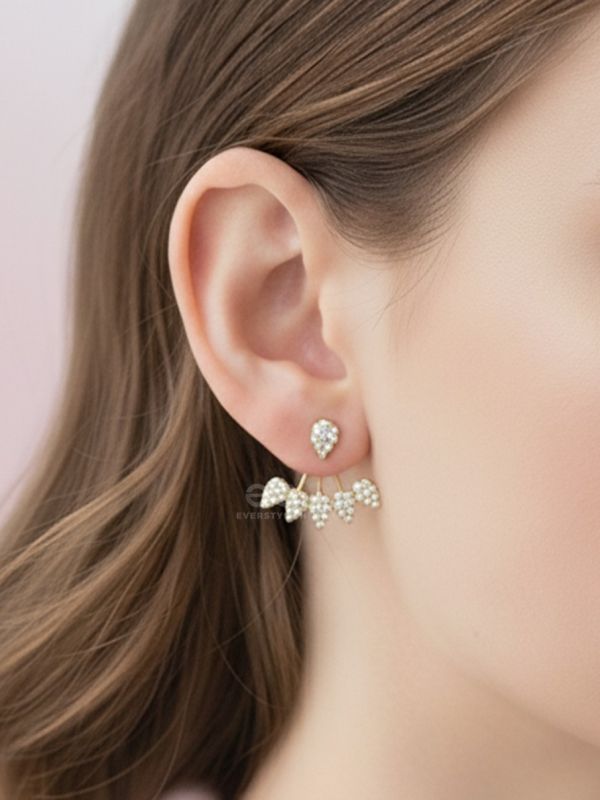 The Arctic Shrub- Golden Rhinestones Ear Jackets