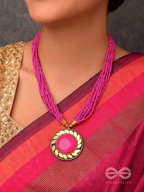 The Timeless Elegance- Beautiful Beaded Neckpiece (Magenta)