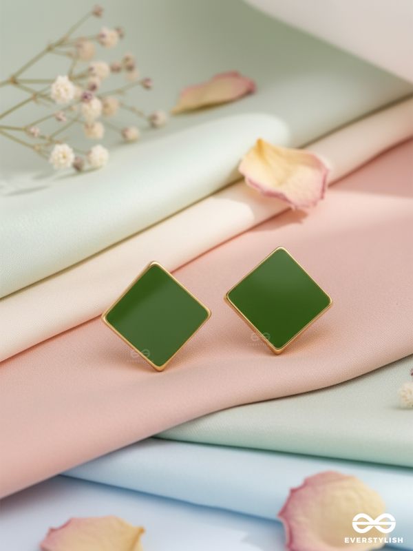 The Little Green Box- Green and Golden Earrings