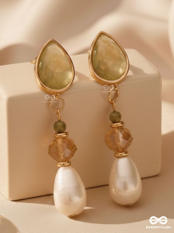 The Misty Leaf- Golden Embellished Earrings