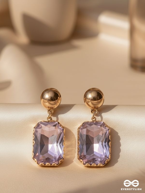 The Purple Haze- Golden Embellished Earrings