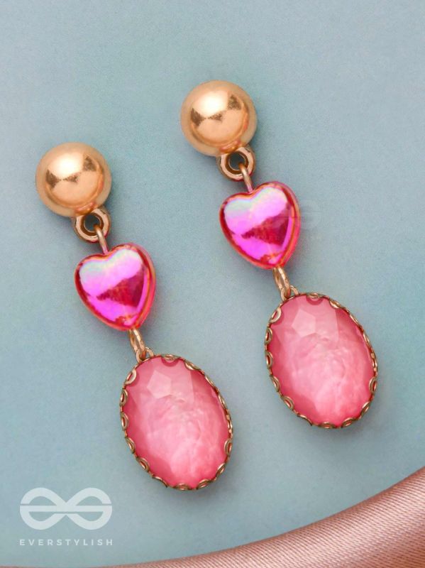 The Blushing Heart- Golden Embellished Earrings
