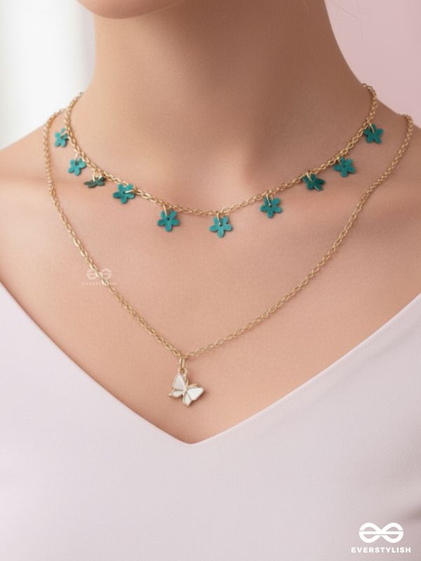 The Mystic Flutters - Golden Layered Necklace With Anti-Tarnish Coating