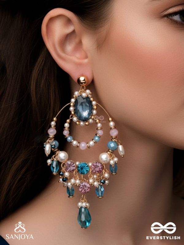 Abhram - The Shimmering Sky - Statement Golden Embellished Earrings 