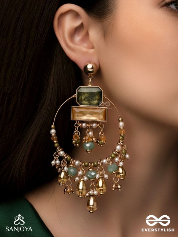 Abhivivas - The Shining Beauties - Statement Golden Embellished Earrings 