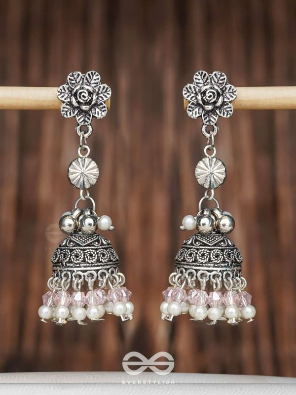 Petals In Bloom - Oxidised Jhumka Earrings