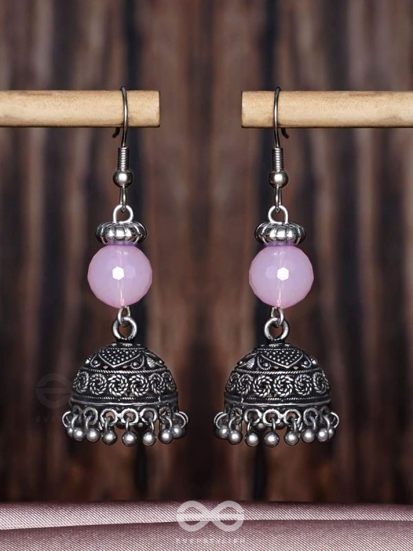 PINK MIST ELEGANCE - OXIDISED DROP JHUMKA EARRINGS