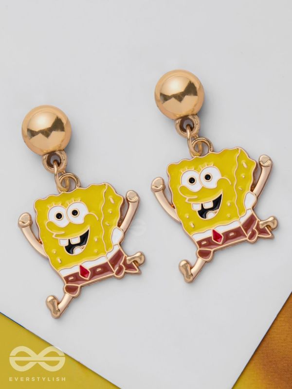 SPONGEBOB SQUAREGEMS - GOLDEN EMBELLISHED EARRINGS