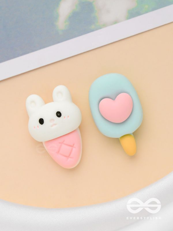 SCOOPS 'N CRUNCHES  - MISMATCHED ACRYLIC EARRINGS