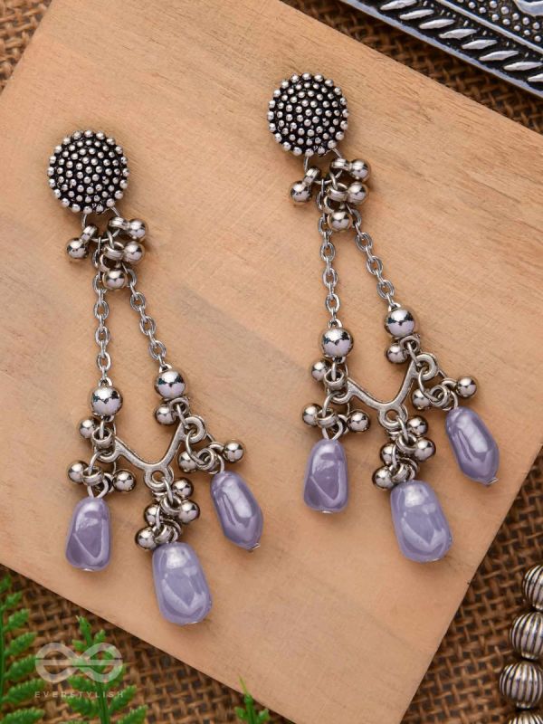 The Lilac Craze- Glass Drops Oxidised Earrings