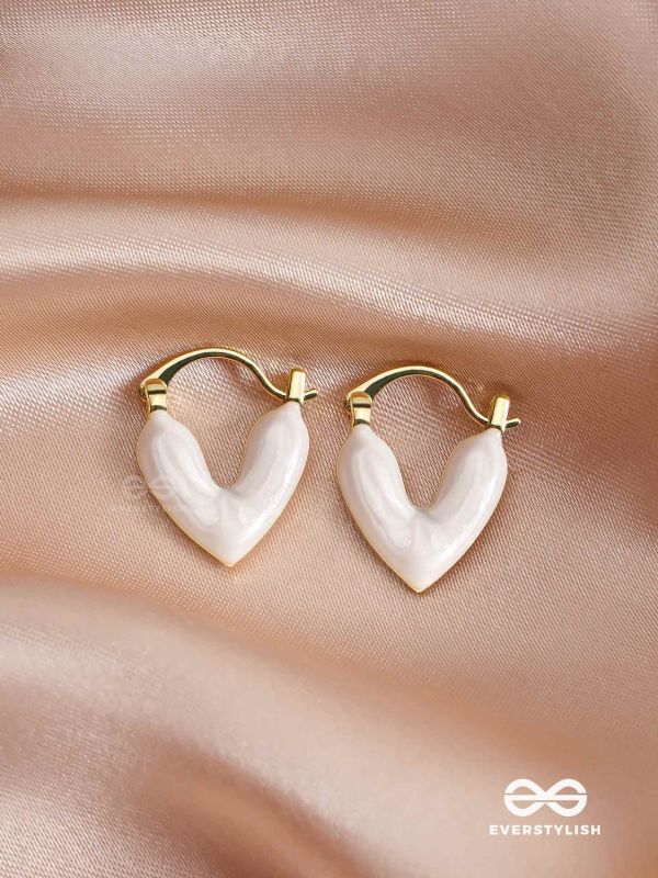 AURORA HEARTS - WHITE ENANMELED HEART STUD EARRINGS