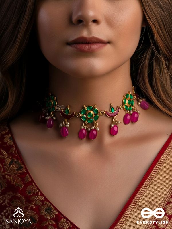 ANURAGA - LOVE’S EMBRACE - HERITAGE-INSPIRED KUNDAN POLKI CHOKER WITH DAINTY BEADED DROPS