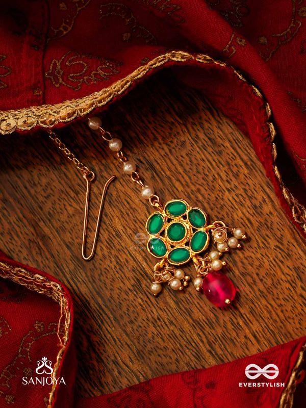 ANURAGA - LOVE’S EMBRACE - HERITAGE-INSPIRED KUNDAN POLKI MAANGTIKA WITH DAINTY BEADED DROPS