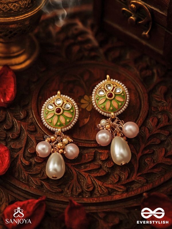 TANVIKA - DELICATE BEAUTY- DELICATE ENAMELLED EARRINGS WITH PEARLS AND BEADS