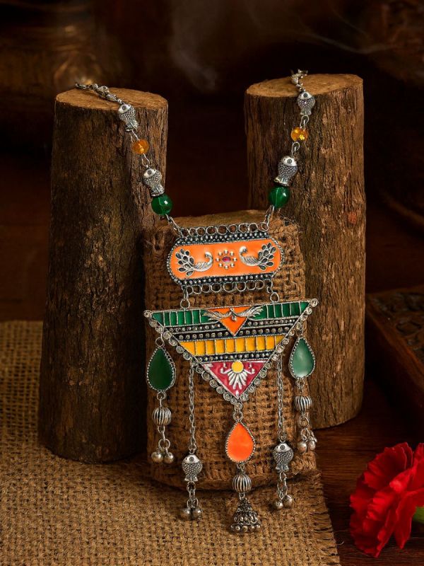 MIRAGE MUSE - OXIDISED ENAMELLED STATEMENT NECKLACE