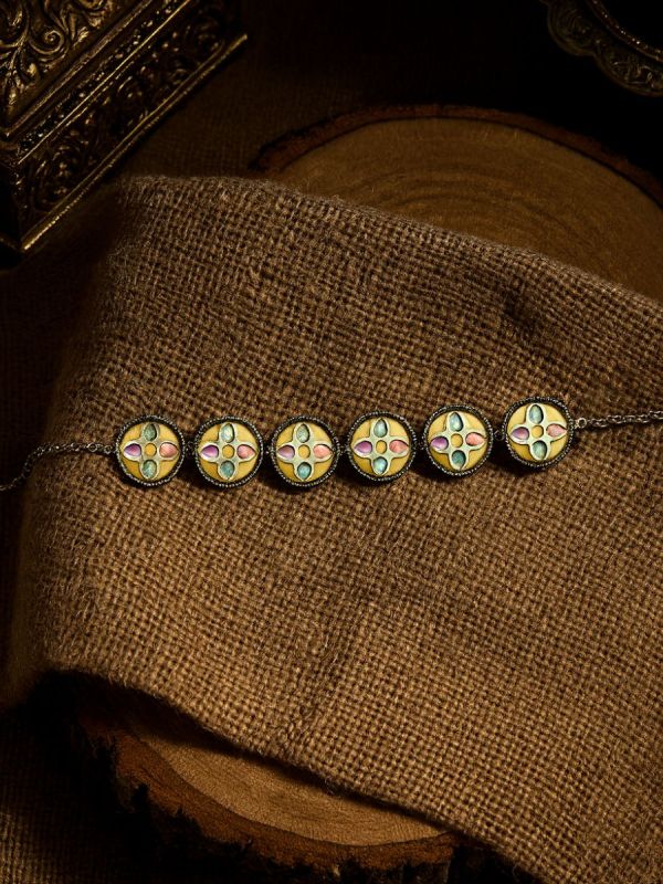 DREAM PETALS - PASTEL ENAMELLED OXIDISED CHOKER