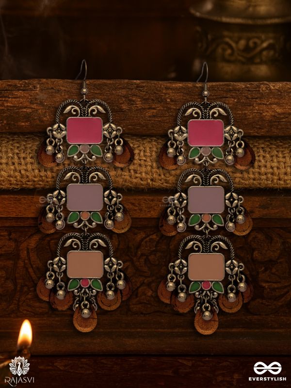 CHIME STACK - MULTILAYERED ENAMELLED OXIDISED EARRINGS