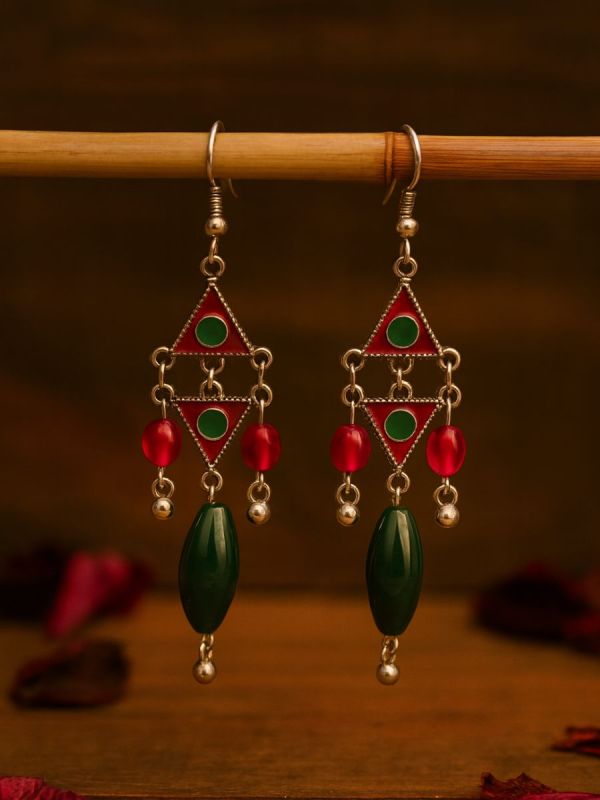 TINKLE TANGO - TRIANGLE MOTIF OXIDISED EARRING