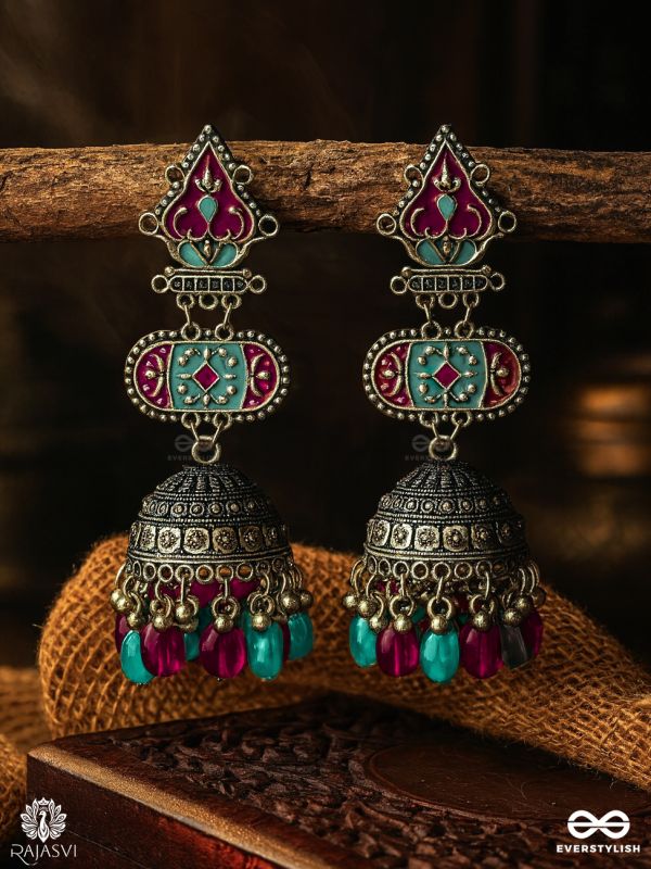 FOLK BLOOM - STATEMENT OXIDISED JHUMKA