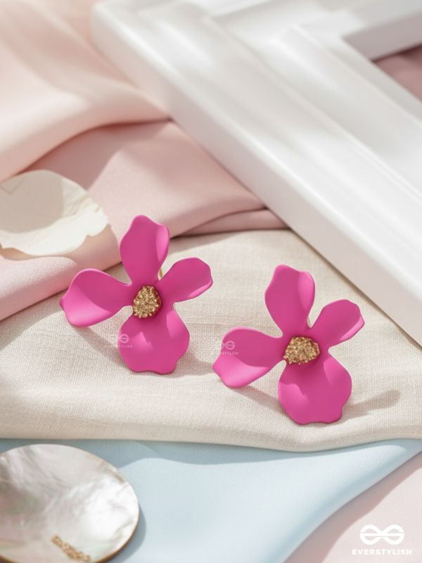 The Floral Finesse - Gorgeous Statement Studs (Cerise Pink)